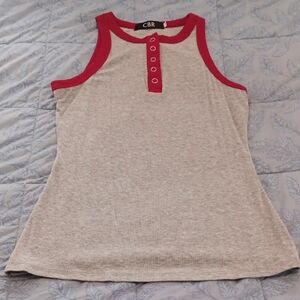 CBR Heather Gray Tank Top with Red Trim Size S